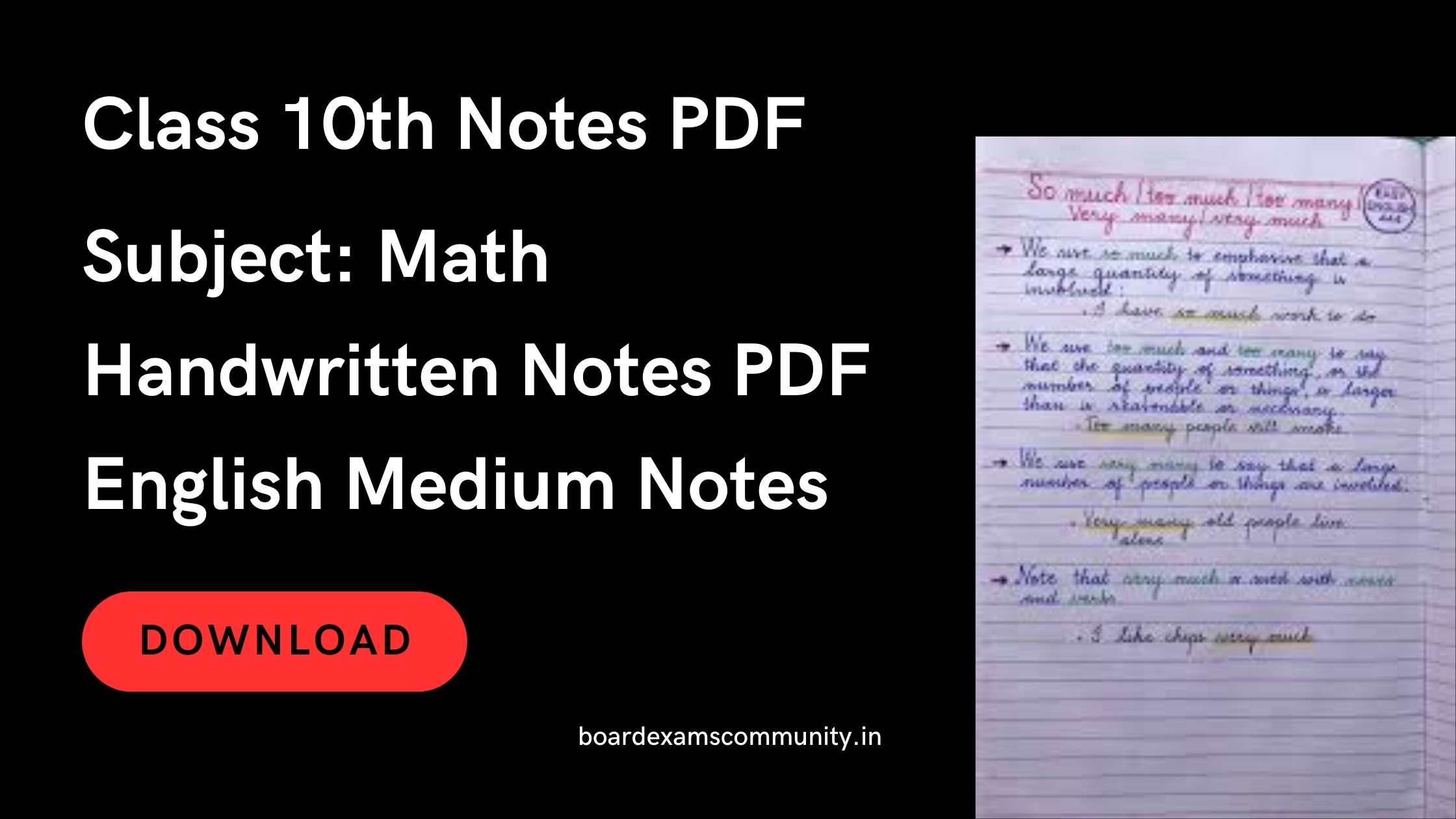 Class 10th Math Chapter Wise Notes