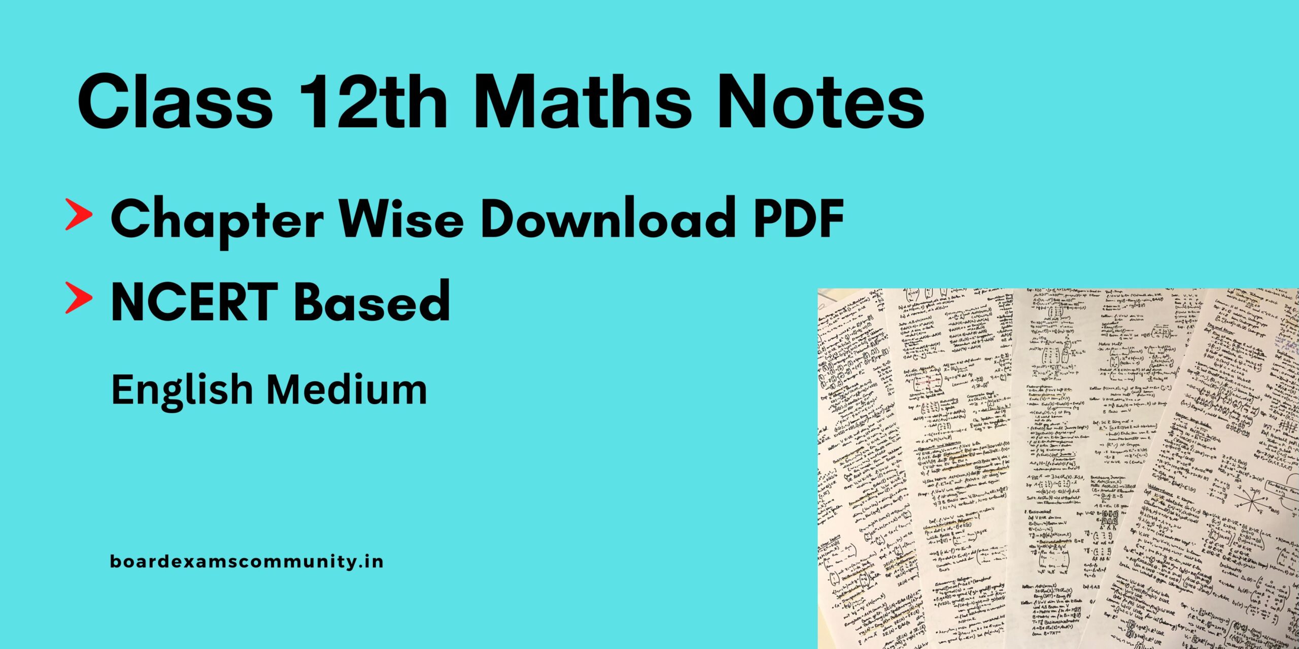 Class 12th Maths Chapter Wise Notes